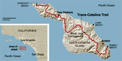 Map of the Trans-Catalina Trail, outlining the hiking route